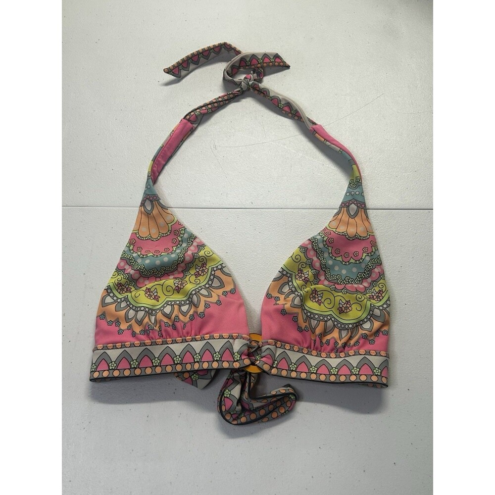 Victoria's Secret Colorful Bikini Top In Neon Paisley Pattern Bohemian Size M